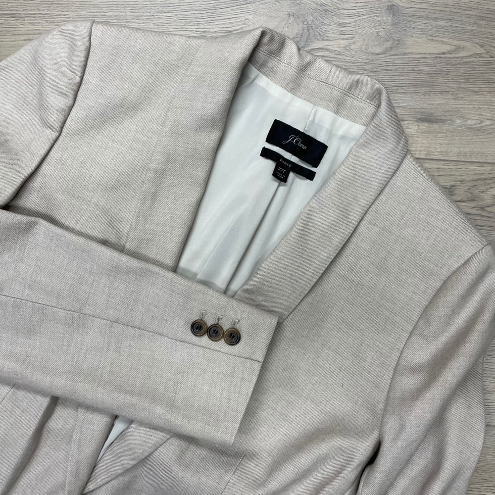J.Crew Parke Blazer Women 10T Beige Linen Style One Button H9727